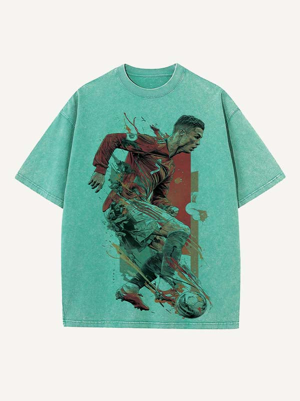 Camiseta de cuello redondo con estampado de Cristiano Ronaldo 