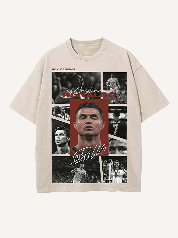 Camiseta de cuello redondo con estampado de Cristiano Ronaldo