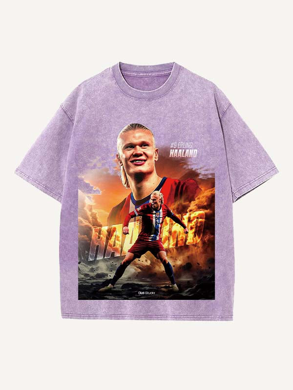 Camiseta con cuello redondo y estampado de Erling Haaland