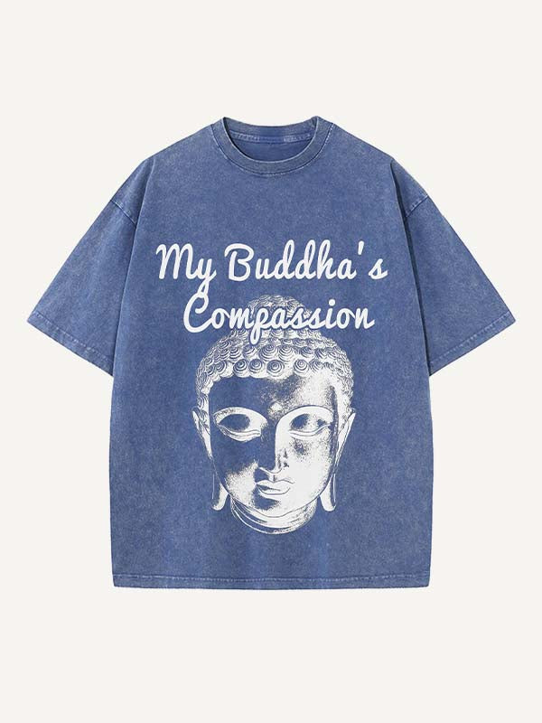 Camiseta de cuello redondo con estampado desgastado y figura lavada 