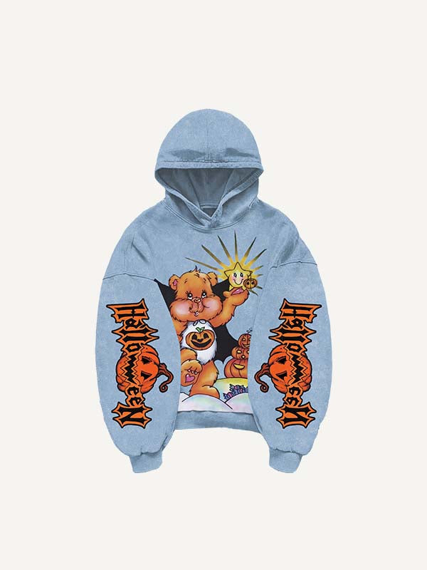 Halloween Care Bears&Strawberry Shortcake Print Slant Pockets Hoodie