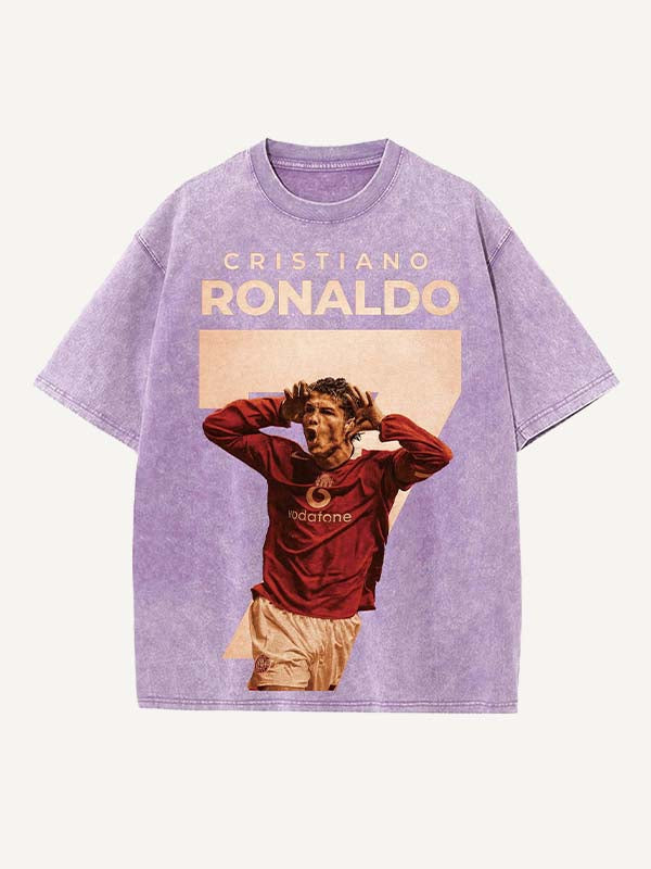 Camiseta de cuello redondo con estampado de Cristiano Ronaldo 