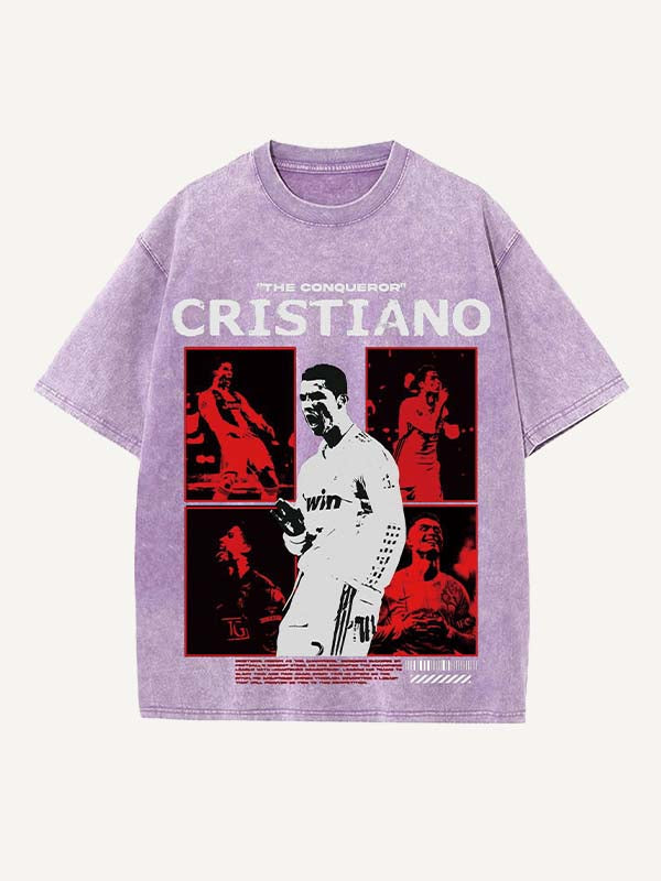 Camiseta de cuello redondo con estampado de Cristiano Ronaldo 