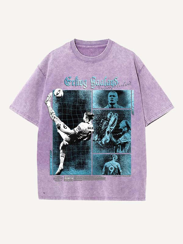 Camiseta con cuello redondo y estampado de Erling Haaland 