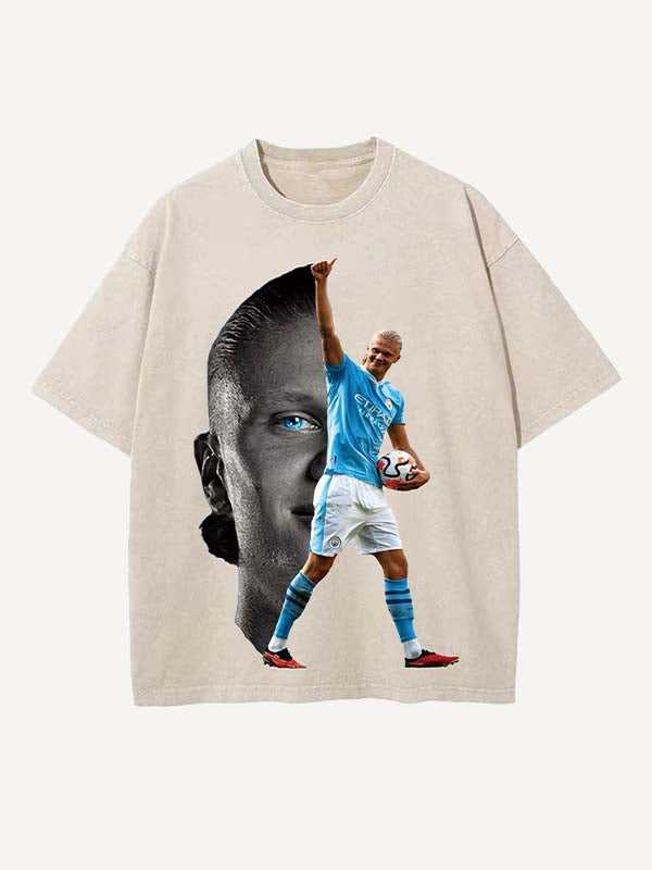 Camiseta con cuello redondo y estampado de Erling Haaland 