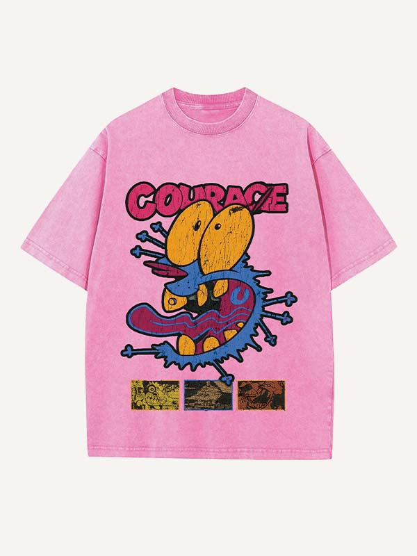 Camiseta de cuello redondo con estampado desgastado, gráfico, animal y letras 