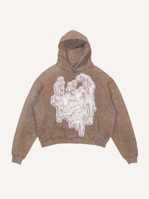 Sudadera con capucha y bolsillos inclinados con estampado gráfico desgastado y lavado 