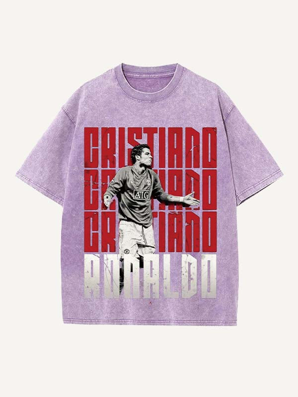 Camiseta de cuello redondo con estampado de Cristiano Ronaldo 