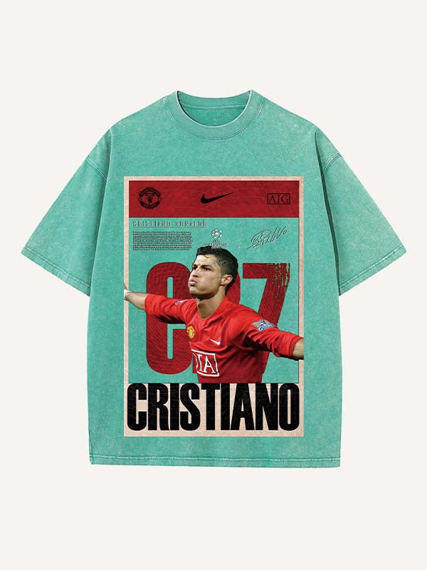 Camiseta de cuello redondo con estampado de Cristiano Ronaldo