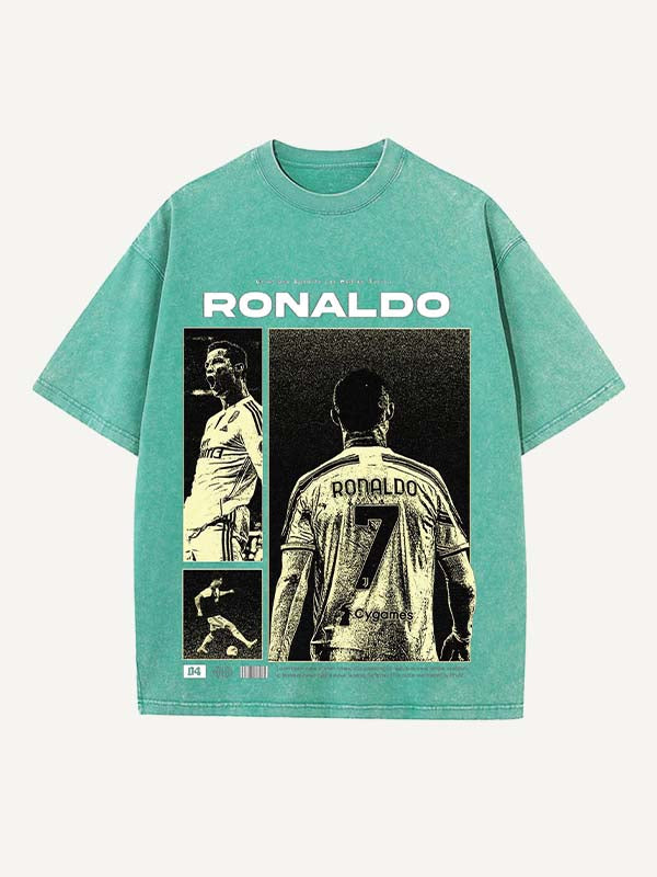 Camiseta de cuello redondo con estampado de Cristiano Ronaldo 