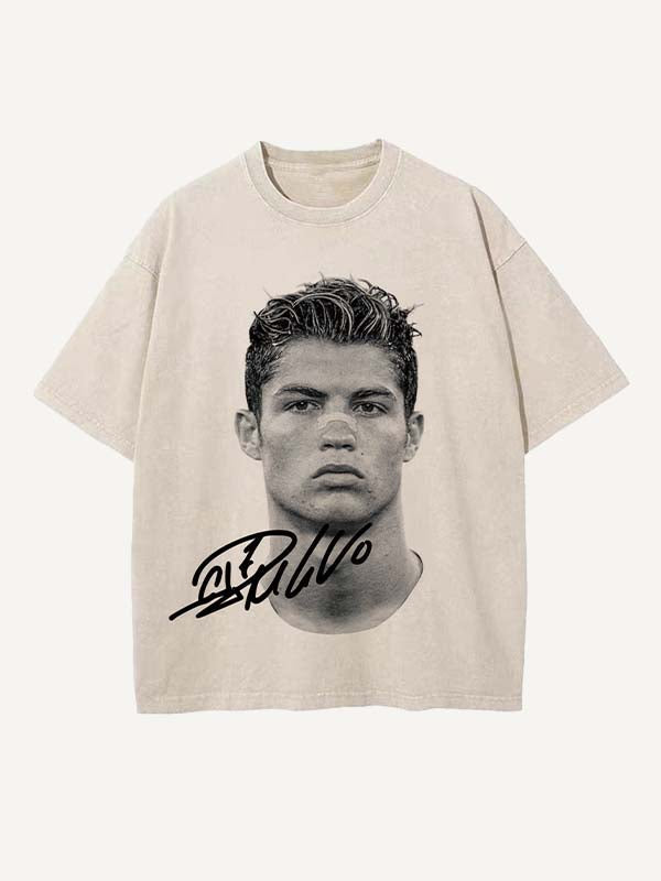 Camiseta de cuello redondo con estampado de Cristiano Ronaldo