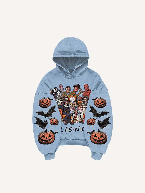 Halloween Horror Print Slant Pockets Hoodie