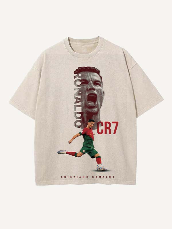 Camiseta de cuello redondo con estampado de Cristiano Ronaldo 