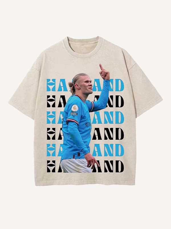 Camiseta con cuello redondo y estampado de Erling Haaland 