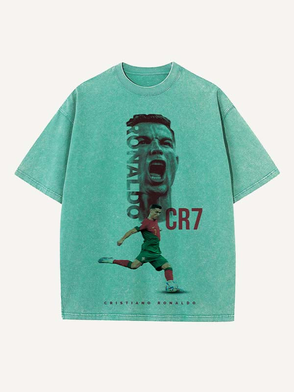Camiseta de cuello redondo con estampado de Cristiano Ronaldo 