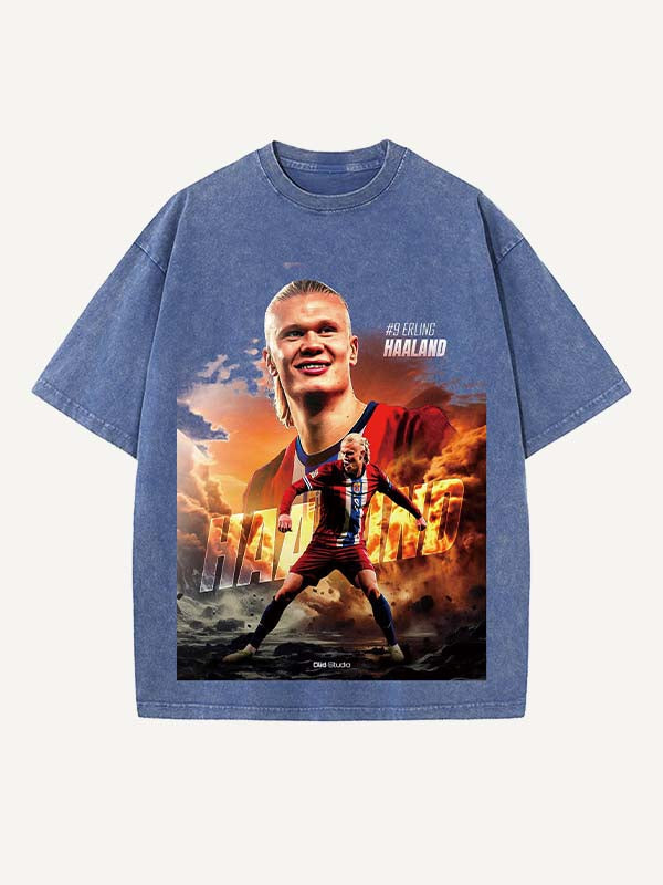 Camiseta con cuello redondo y estampado de Erling Haaland