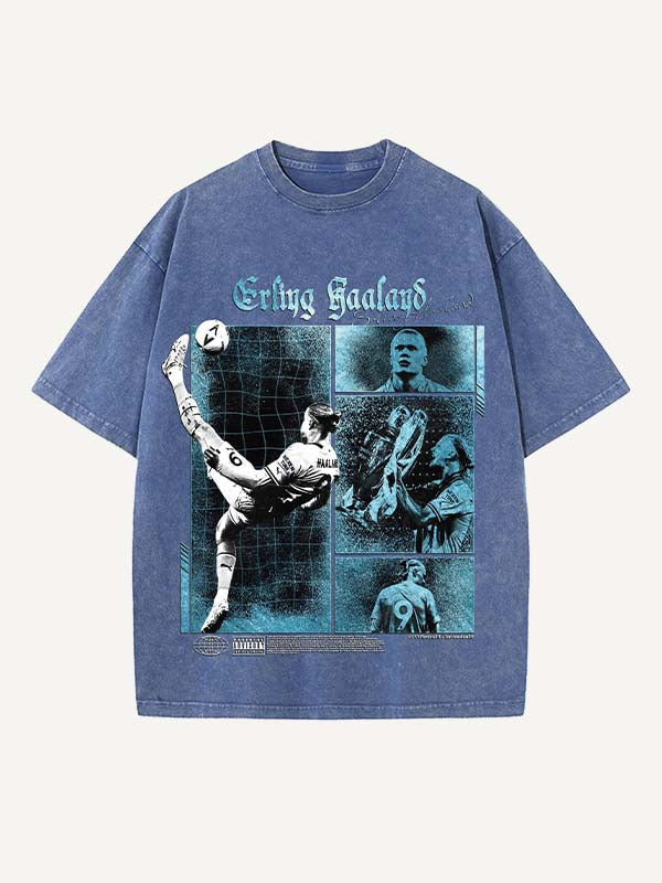 Camiseta con cuello redondo y estampado de Erling Haaland 