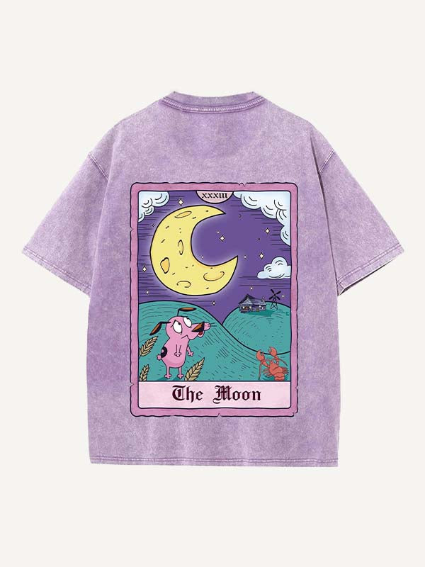 Camiseta de cuello redondo con estampado gráfico, animal y letras desgastado y lavado 