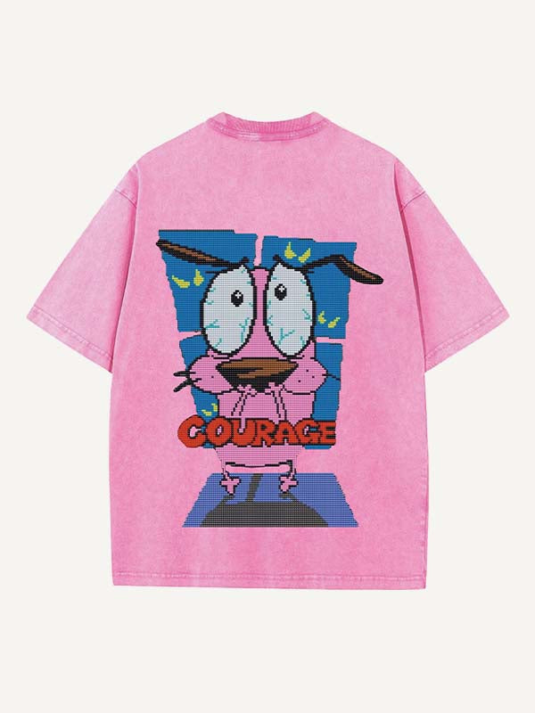 Camiseta de cuello redondo con estampado desgastado, gráfico, animal y letras 