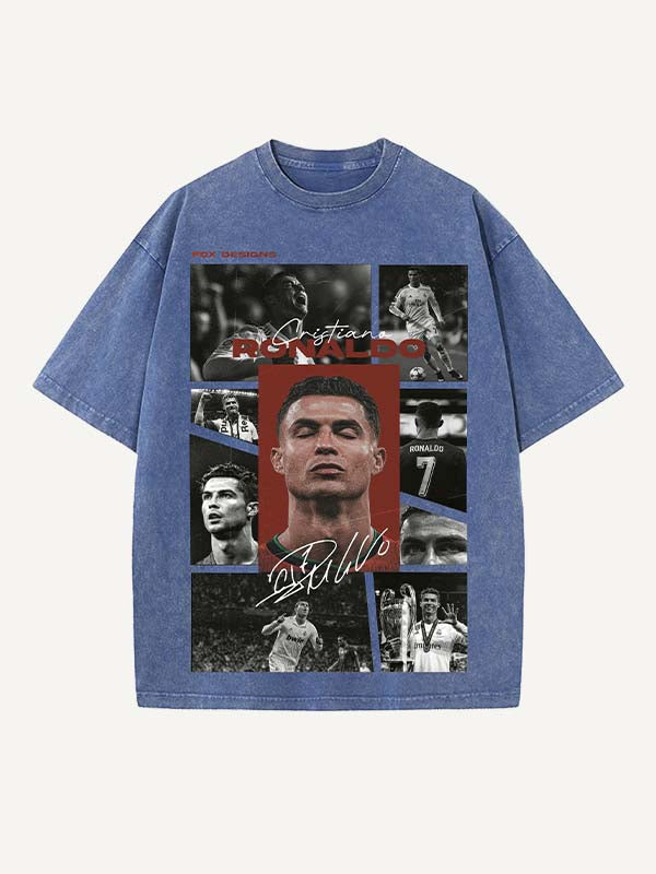 Camiseta de cuello redondo con estampado de Cristiano Ronaldo