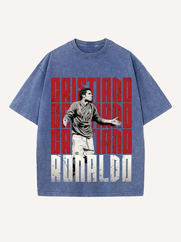 Camiseta de cuello redondo con estampado de Cristiano Ronaldo 