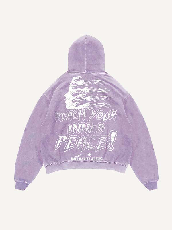 Sudadera con capucha desgastada, lavada, con estampado de esqueleto y letras Heartless y bolsillos inclinados 