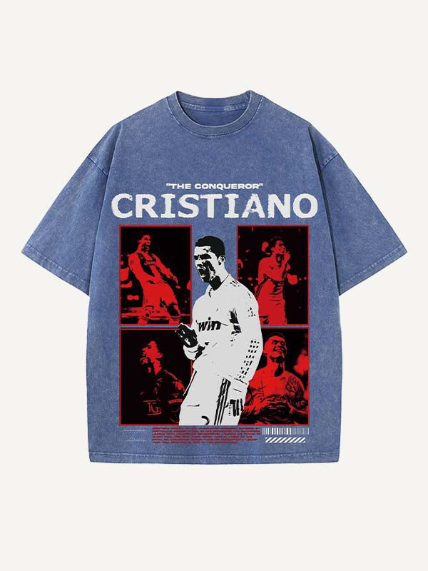 Camiseta de cuello redondo con estampado de Cristiano Ronaldo 
