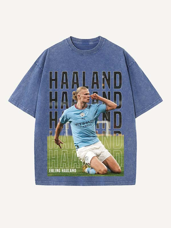 Camiseta con cuello redondo y estampado de Erling Haaland 