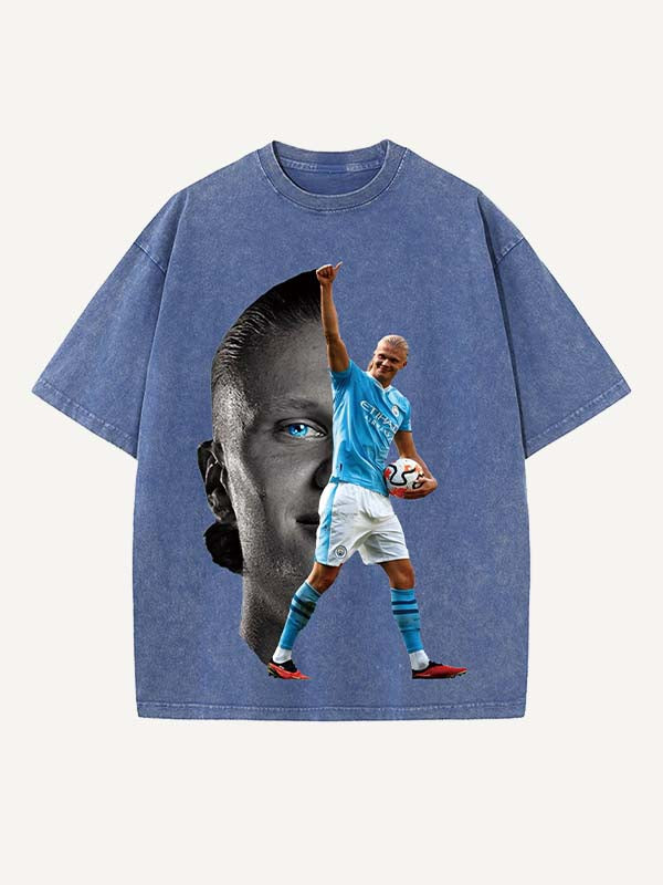 Camiseta con cuello redondo y estampado de Erling Haaland 