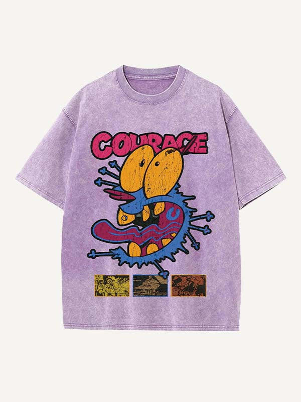 Camiseta de cuello redondo con estampado desgastado, gráfico, animal y letras 