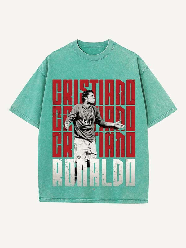 Camiseta de cuello redondo con estampado de Cristiano Ronaldo 