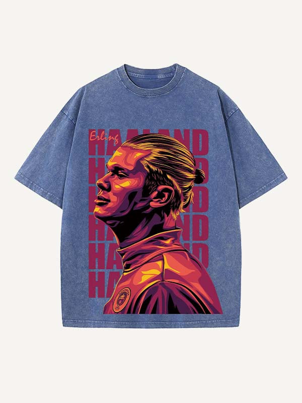 Camiseta con cuello redondo y estampado de Erling Haaland