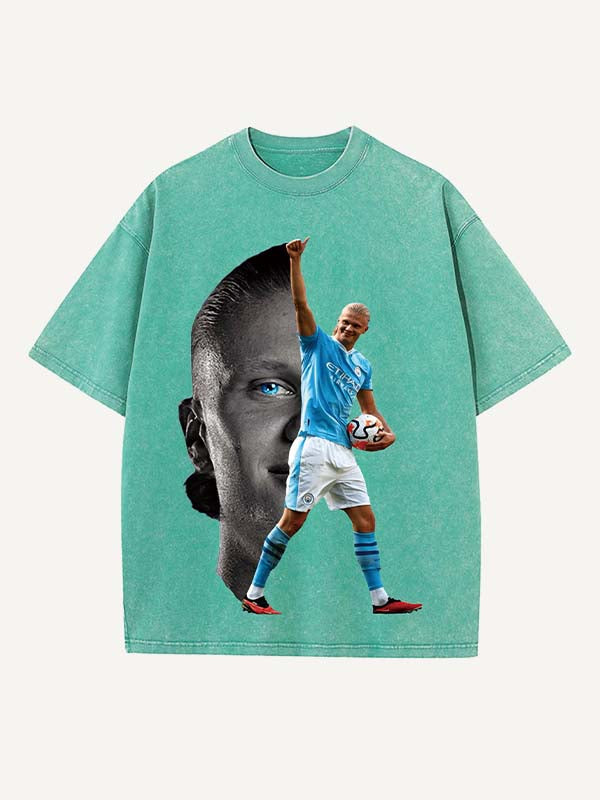 Camiseta con cuello redondo y estampado de Erling Haaland 