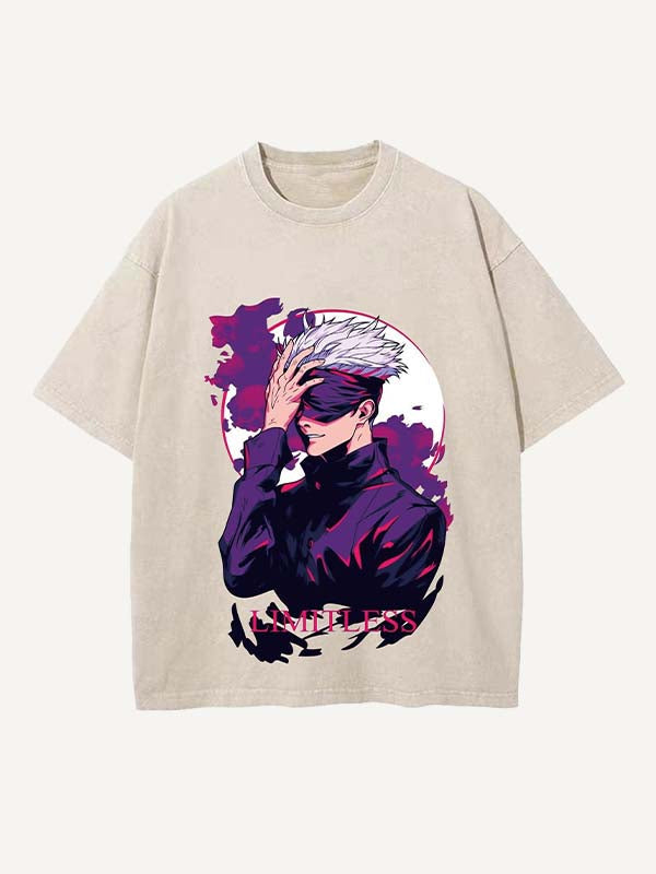 Camiseta de cuello redondo con estampado desgastado, gráfico y letras 