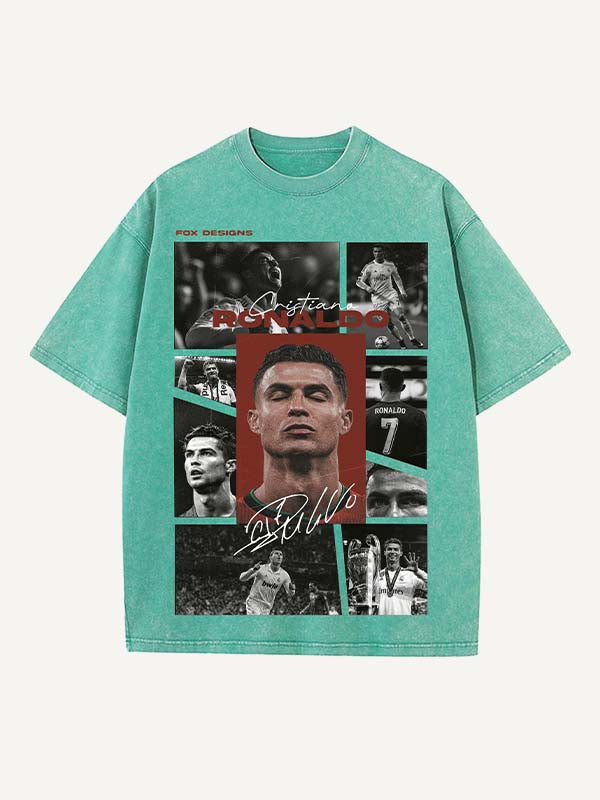 Camiseta de cuello redondo con estampado de Cristiano Ronaldo