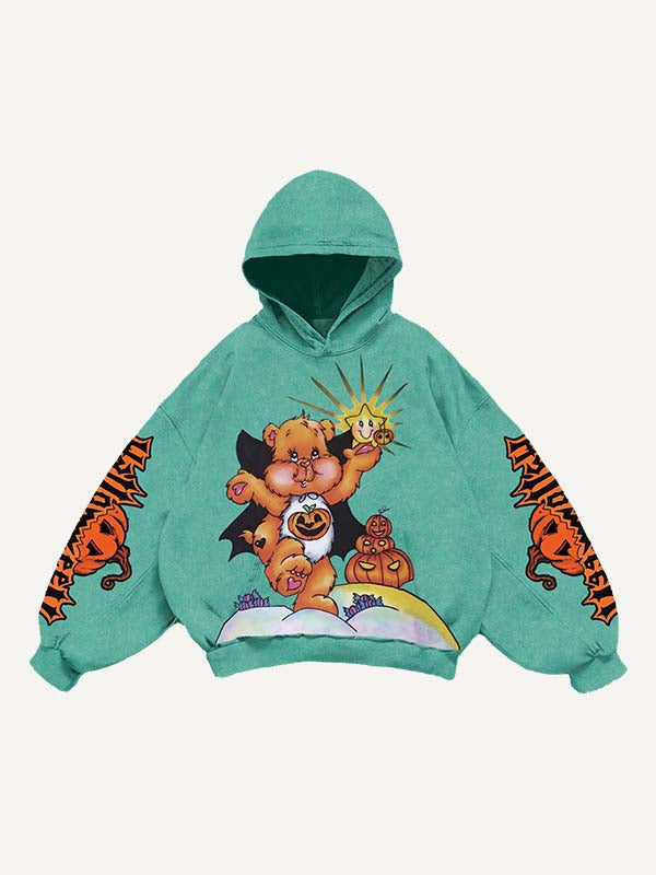 Halloween Care Bears&Strawberry Shortcake Print Slant Pockets Hoodie