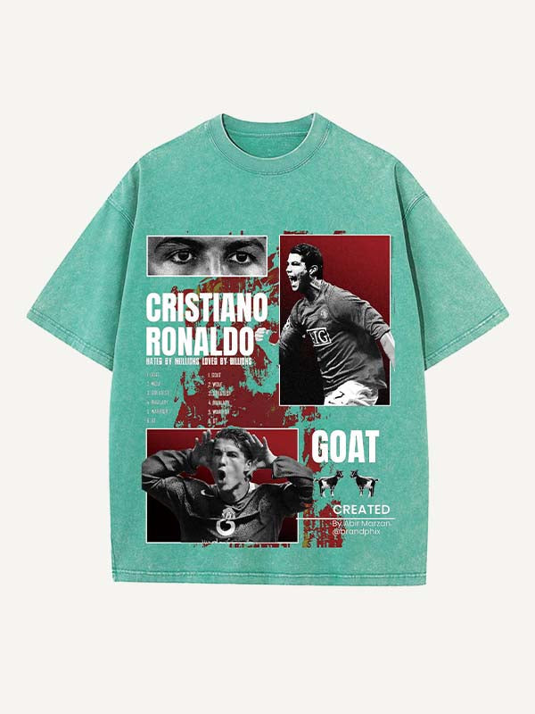 Camiseta de cuello redondo con estampado de Cristiano Ronaldo