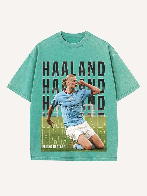 Camiseta con cuello redondo y estampado de Erling Haaland 