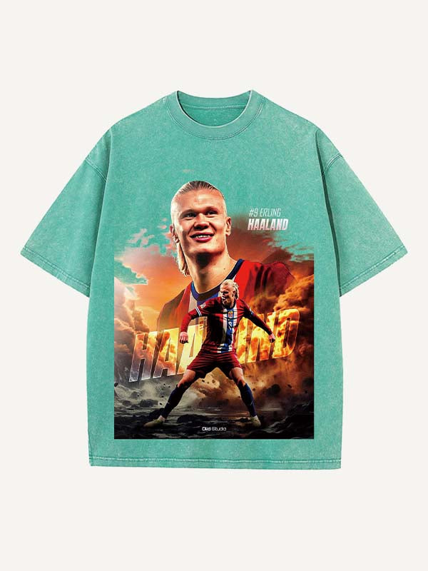 Camiseta con cuello redondo y estampado de Erling Haaland