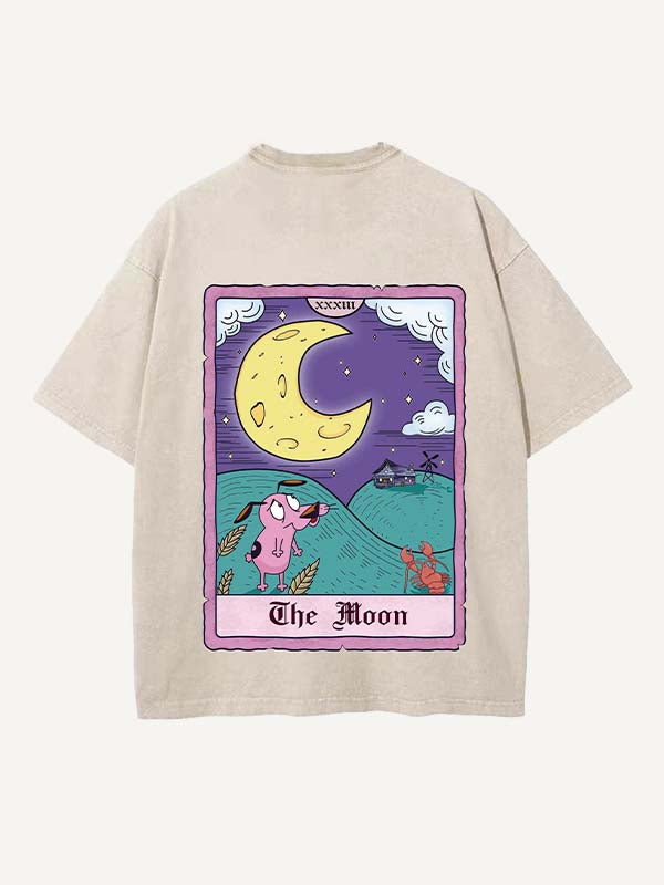 Camiseta de cuello redondo con estampado gráfico, animal y letras desgastado y lavado 