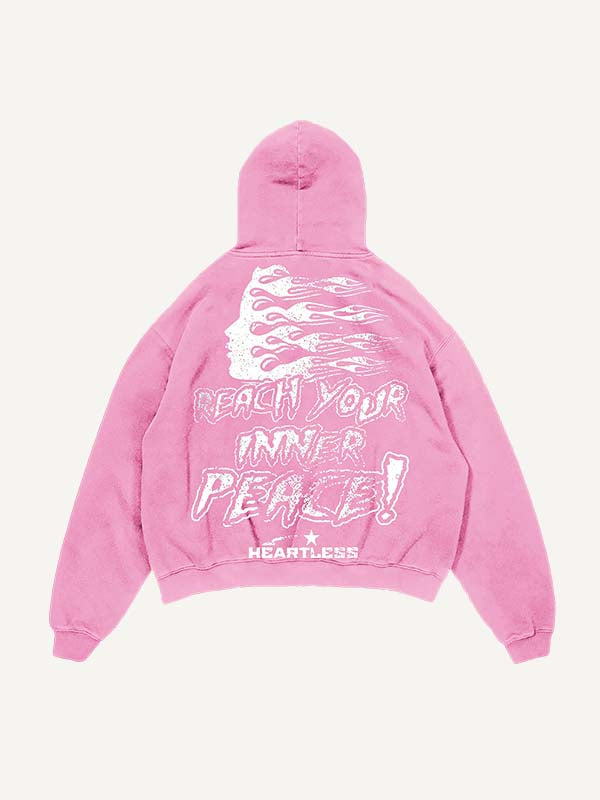 Sudadera con capucha desgastada, lavada, con estampado de esqueleto y letras Heartless y bolsillos inclinados 