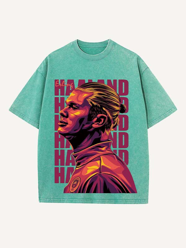 Camiseta con cuello redondo y estampado de Erling Haaland