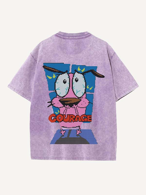 Camiseta de cuello redondo con estampado desgastado, gráfico, animal y letras 