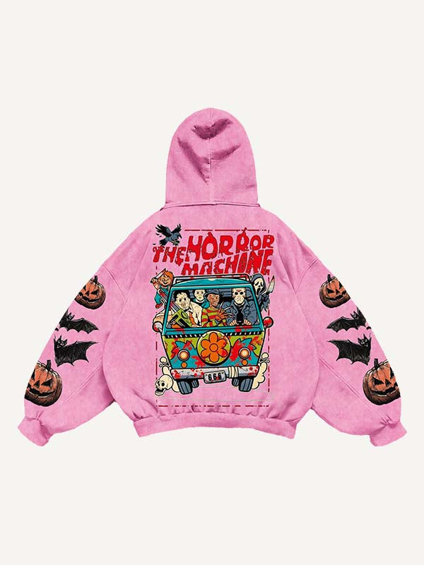 Halloween Horror Print Slant Pockets Hoodie