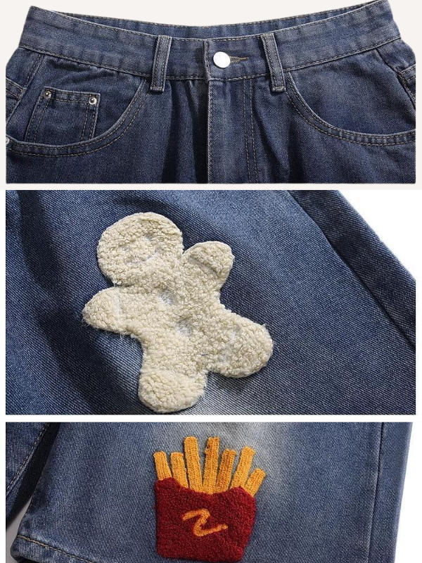 Shorts de mezclilla con bordado gráfico