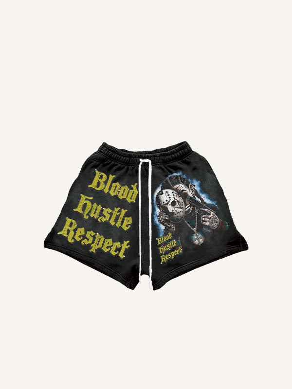 Halloween Horror Print Drawstring Waist Shorts