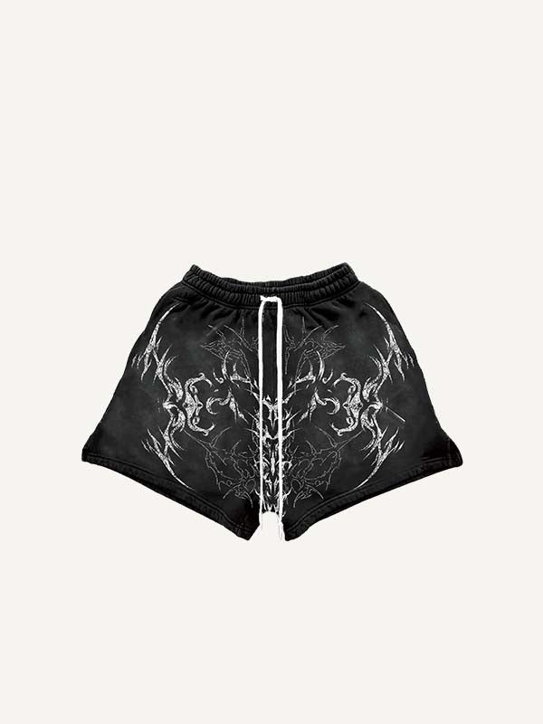 Graphic Print Drawstring Waist Shorts