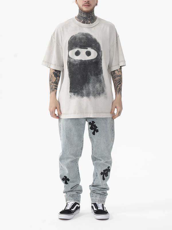 Ghost Print Round Neck T-shirt
