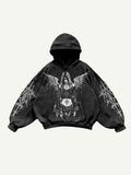 Figure&Wing Graphic Print Slant Pockets Hoodie