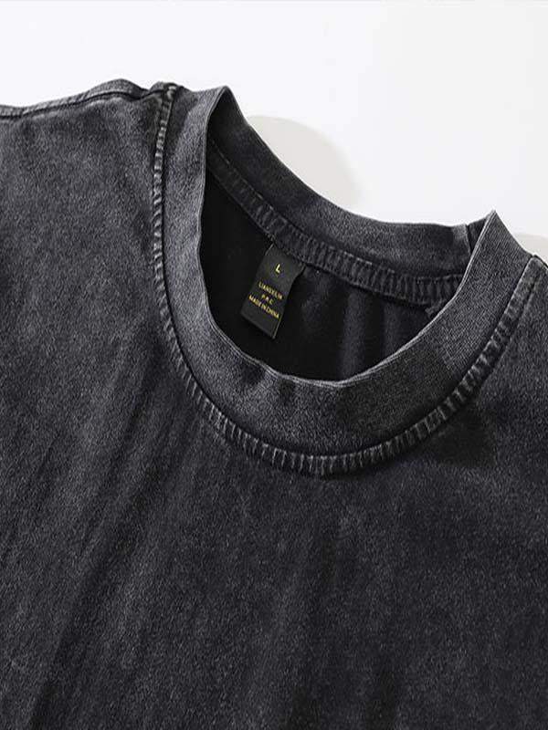 Camiseta de cuello redondo con estampado gráfico de monja y letras desgastadas y lavadas 